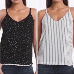 White House Black Market Reversible Tank Cami Striped Polka Dot XS WHBM